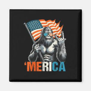 Bigfoot Merica Rock American Flag Patriotic 4. Magnet