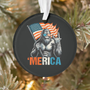 Bigfoot Merica Rock Amerikanische Flagge Ornament