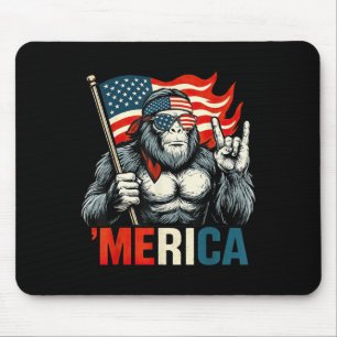 Bigfoot Merica Rock Amerikanische Flagge Patriotis Mousepad