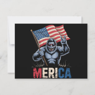 Bigfoot Merica Rock Amerikanische Flagge Patriotis Postkarte