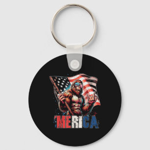 Bigfoot Merica Rock Amerikanische Flagge Patriotis Schlüsselanhänger