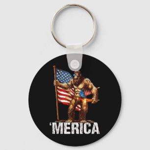 Bigfoot Merica Rock Amerikanische Flagge Patriotis Schlüsselanhänger