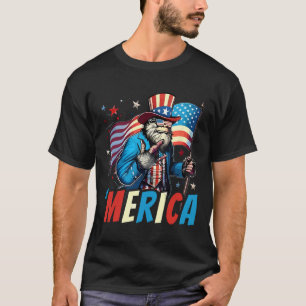 Bigfoot Merica Rock Amerikanische Flagge Sasquatch T-Shirt