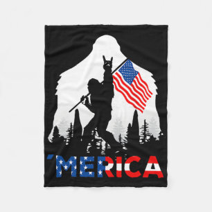 Bigfoot Merica Rock Amerikanische Usa-Flagge Patri Fleecedecke