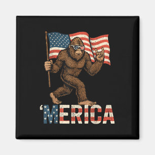 Bigfoot Merica Rock Patriotic American Flag 4. Magnet
