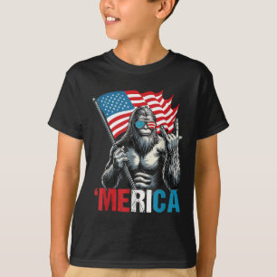 Bigfoot Merica Rock Patriotische amerikanische Fla T-Shirt