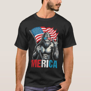 Bigfoot Merica Rock Patriotische amerikanische Fla T-Shirt