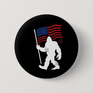 Bigfoot mit amerikanischer Flagge am 4. Juli für H Button