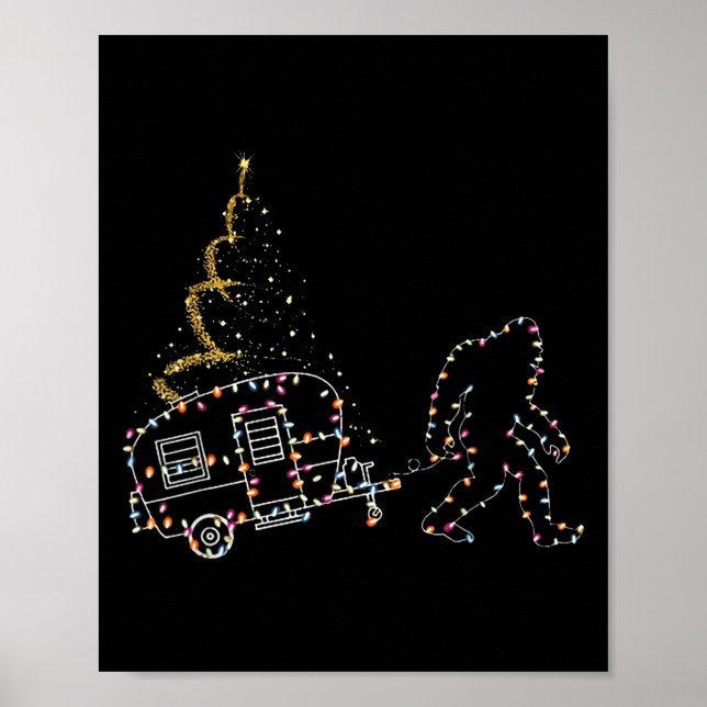 Bigfoot mit CAR Light Weihnachten Poster (Vorne)