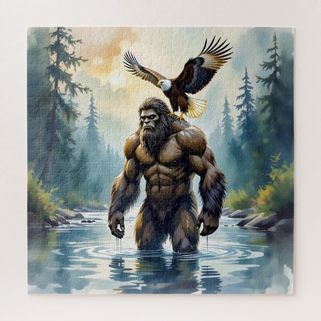 Bigfoot mit einem Adler auf der Schulter Puzzle (Vertikal)