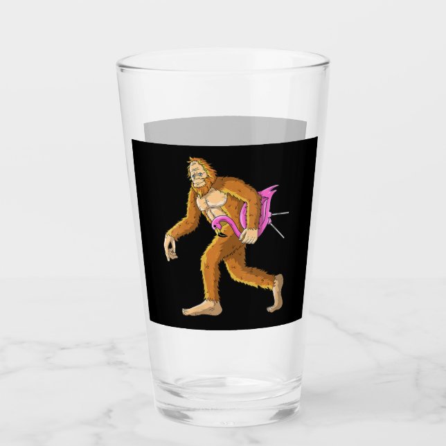 Bigfoot mit Flamingo Tierkostüm Geschenk Glas (Vorderseite)
