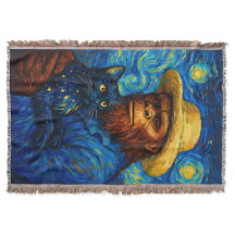 Bigfoot mit Katze in Van Gogh Stil Starry Night