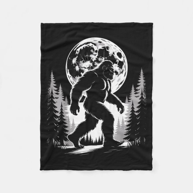 Bigfoot Mondlicht Sasquatch Wald Kryptid Outdoor Fleecedecke (Vorderseite)