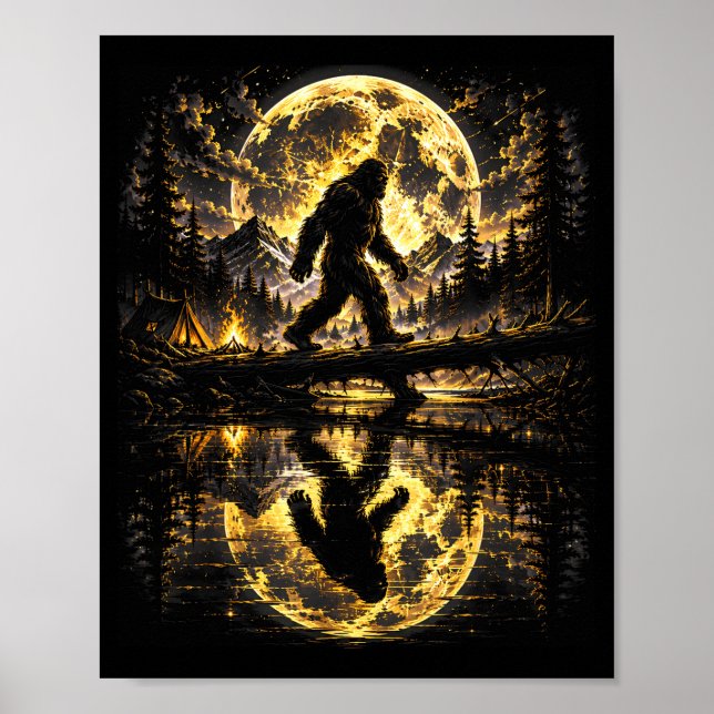 Bigfoot-Mondlicht-Waldreflexionsabenteuer  Poster (Vorne)