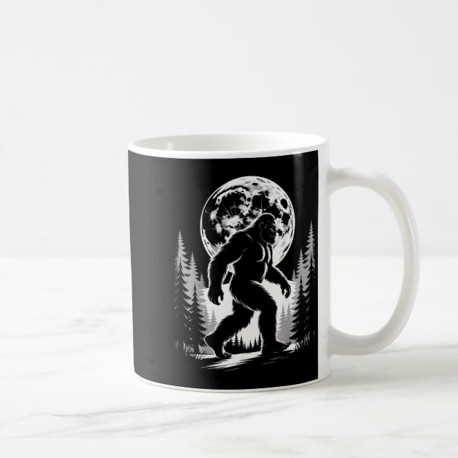 Bigfoot Moonlight Sasquatch Forest Cryptid Outdoor Kaffeetasse (Rechts)