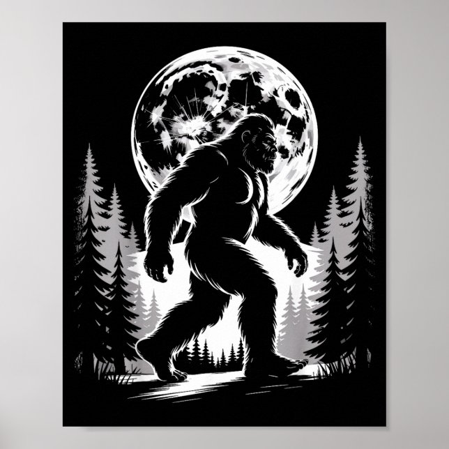 Bigfoot Moonlight Sasquatch Forest Cryptid Outdoor Poster (Vorne)