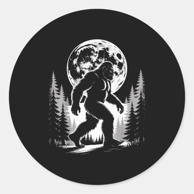 Bigfoot Moonlight Sasquatch Forest Cryptid Outdoor Runder Aufkleber (Vorderseite)