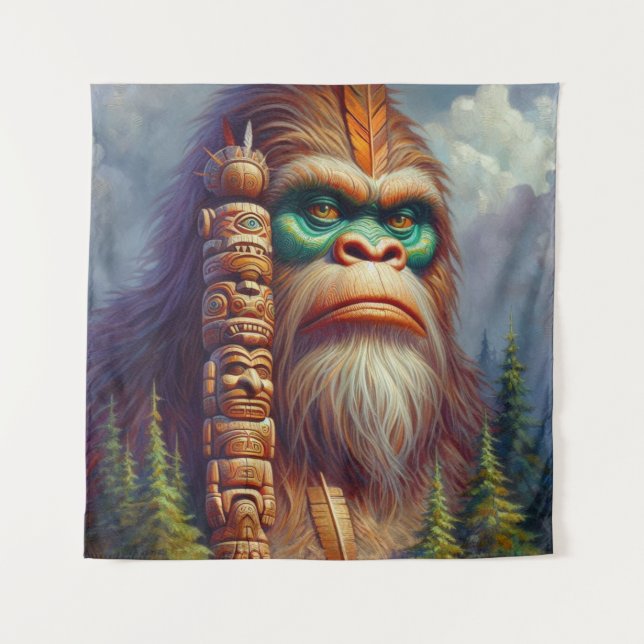 Bigfoot Native American Totem Wandteppich (Vorderseite)