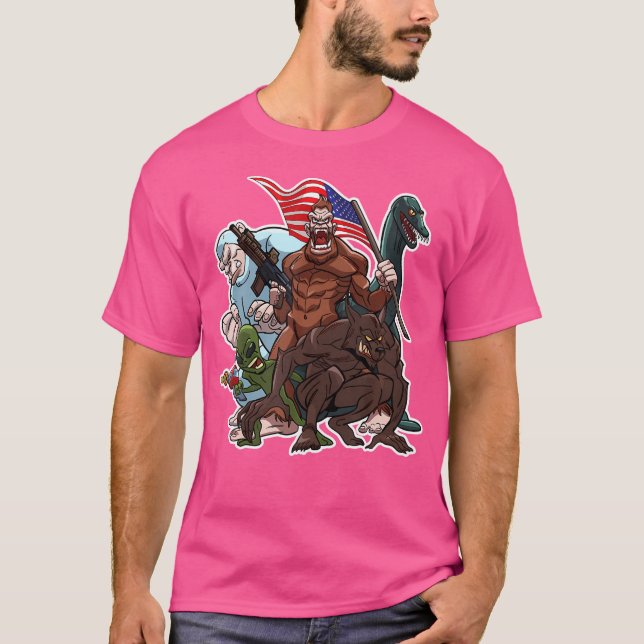 Bigfoot Nessie Alien Werewolf Cryptid Forces Crypt T-Shirt (Vorderseite)