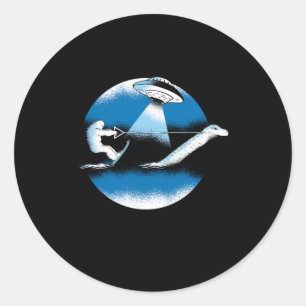 Bigfoot Nessie Loch Ness Monster UFO Alien Surfing Runder Aufkleber