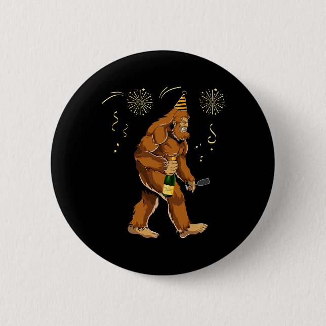 Bigfoot New Year Funny Outfit Sasquatch Holiday 20 Button (Vorderseite)