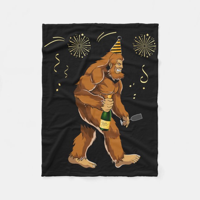 Bigfoot New Year Funny Outfit Sasquatch Holiday 20 Fleecedecke (Vorderseite)