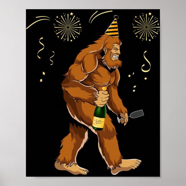 Bigfoot New Year Funny Outfit Sasquatch Holiday 20 Poster (Vorne)