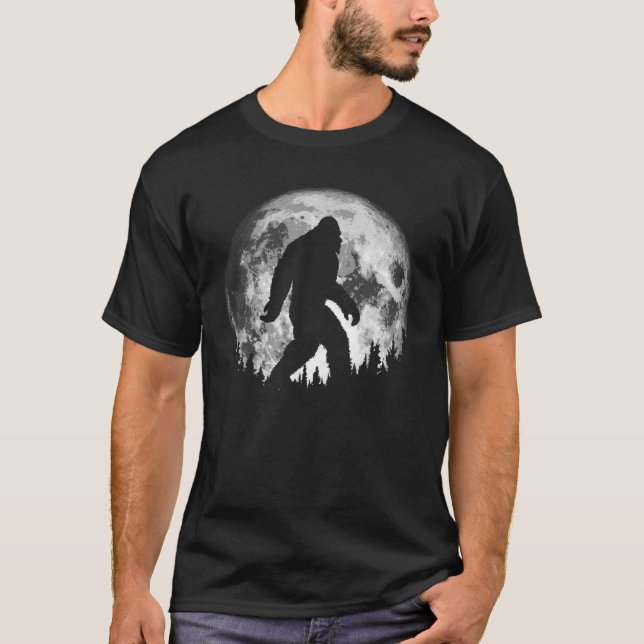 Bigfoot Night Stroll! Cool Full Moon T-Shirt (Vorderseite)