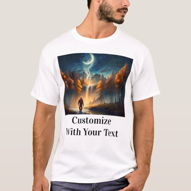 Bigfoot Night Woods Stars Moon T-Shirt (Vorderseite)