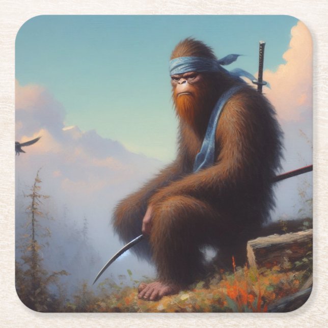 Bigfoot Ninja Rechteckiger Pappuntersetzer (Vorderseite)