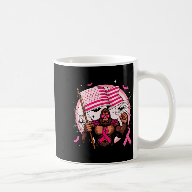 Bigfoot Nk Ribbon Breast Cancer Awareness Month Wo Kaffeetasse (Rechts)