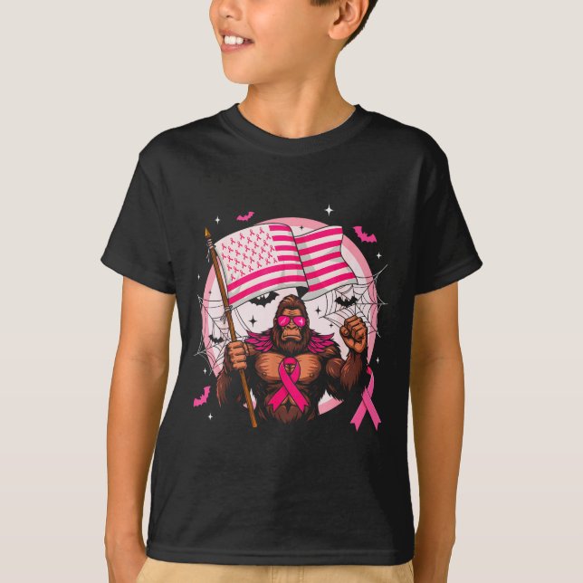 Bigfoot Nk Ribbon Breast Cancer Awareness Month Wo T-Shirt (Vorderseite)