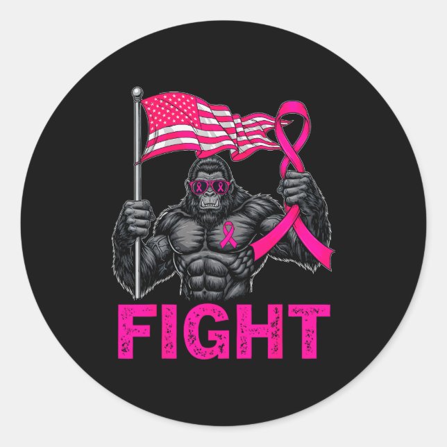 Bigfoot Nk Ribbon Fight Breast Cancer Awareness Me Runder Aufkleber (Vorderseite)