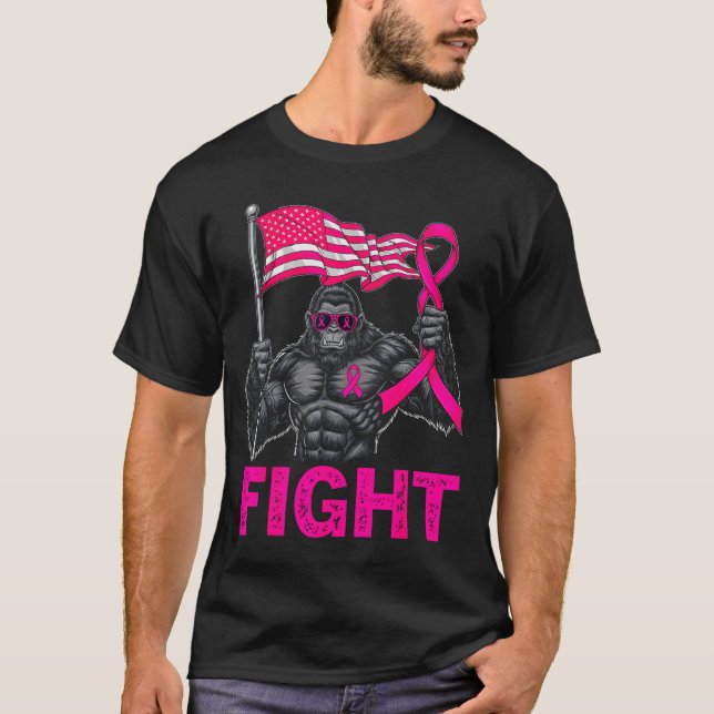 Bigfoot Nk Ribbon Fight Breast Cancer Awareness Me T-Shirt (Vorderseite)