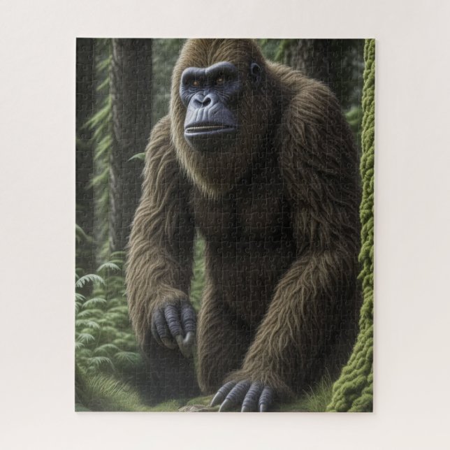 Bigfoot oder Sasquatch Squatting by a Tree Puzzle (Vertikal)
