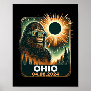 Bigfoot Ohio Total Solar Eclipse 2024 mit Eclipse Poster