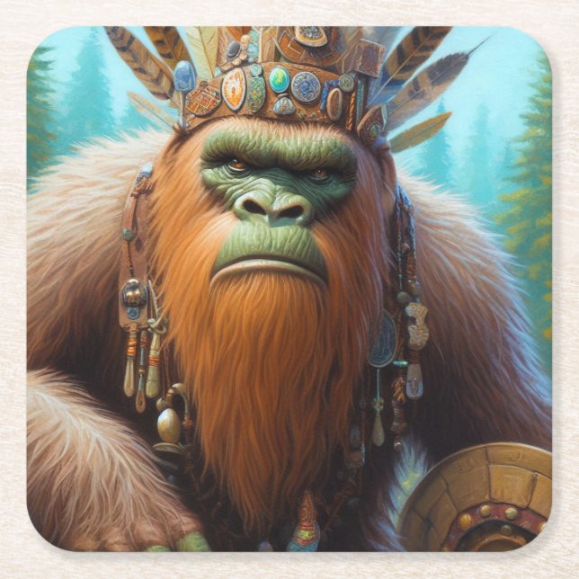 Bigfoot Öko Warrior Rechteckiger Pappuntersetzer (Vorderseite)