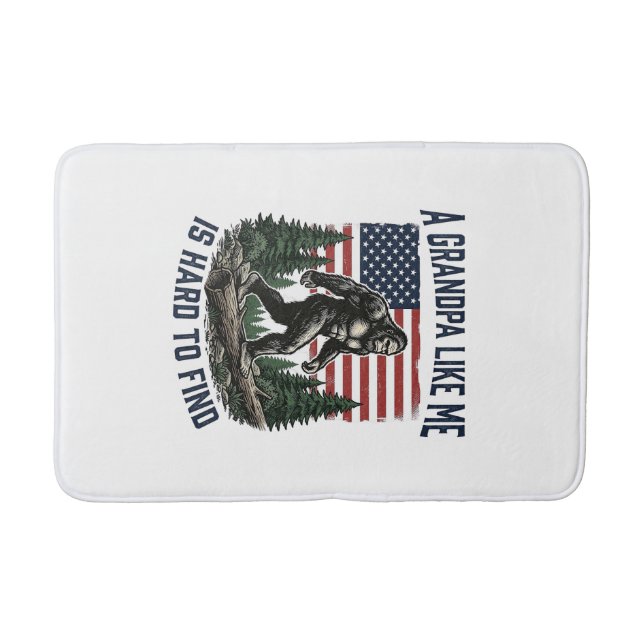 Bigfoot Opa Vintage Amerikanisches Flagge Shirt De Badematte (Vorderseite)