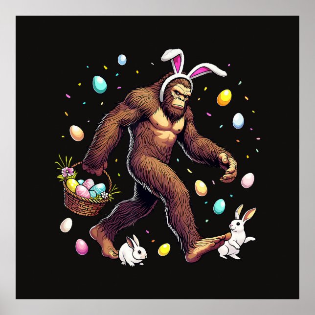 Bigfoot Ostertag Lustiger Sasquatch Poster (Vorne)