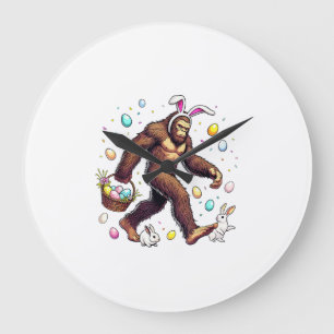 Bigfoot Ostertag Lustiger Sasquatch Süßer Hase Ost Große Wanduhr