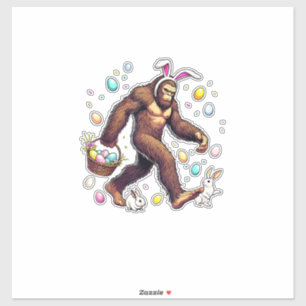 Bigfoot Ostertag Lustiges Sasquatch Süßes Kaninche Aufkleber