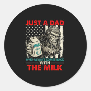 Bigfoot Papa mit der Milch lustiger Vatertag Runder Aufkleber