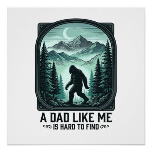 Bigfoot Papa Vintage Gravur Lustiges Vater Shirt D Poster