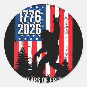 Bigfoot patriotisch 250 Jahre Freiheit USA 250. Runder Aufkleber