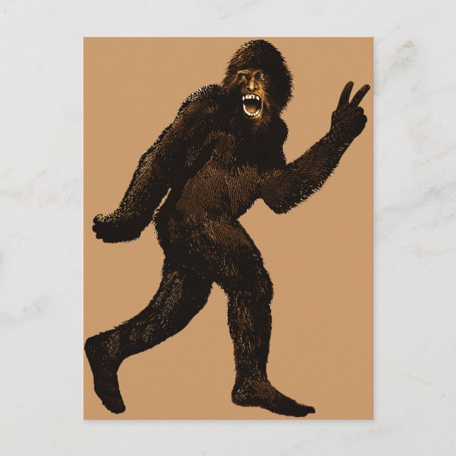 Bigfoot Peace Sign Postkarte (Vorderseite)