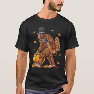 Bigfoot Pilger Truthahn Kürbis Lustiger Thanksgivi T-Shirt