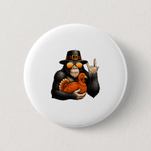 Bigfoot Pilger Truthahn Kürbis Thanksgiving Day Bo Button