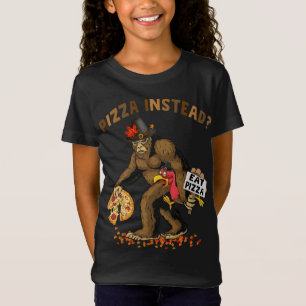 Bigfoot Pilgrim Turkey Pumpkin Eat Pizza Thanksgiv T-Shirt
