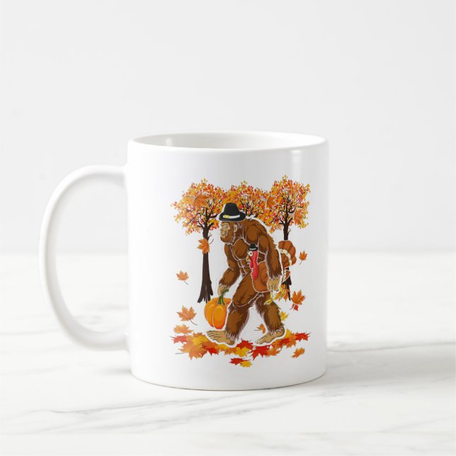 Bigfoot Pilgrim Turkey Pumpkin Erntedank Day Bo Kaffeetasse (Links)