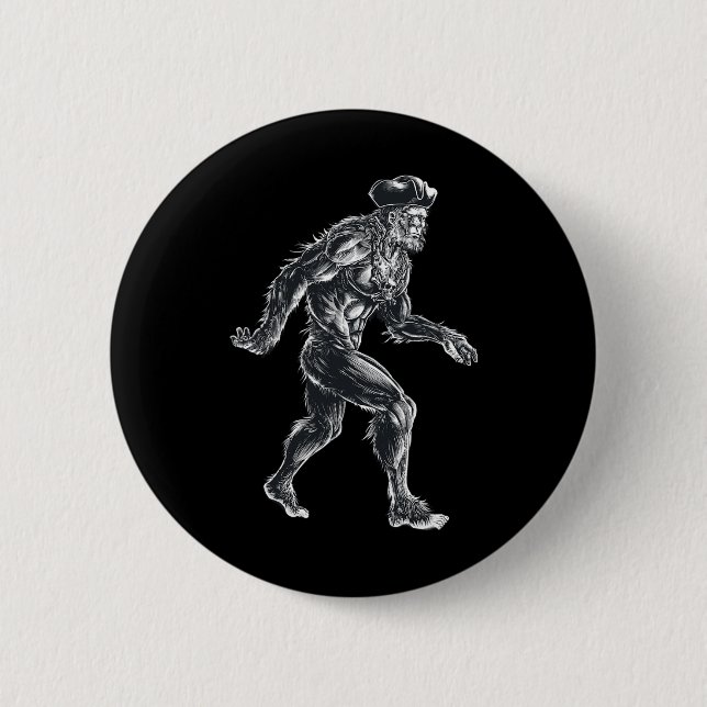 Bigfoot Pirate - Sasquatch Big Foot - Spooky for H Button (Vorderseite)